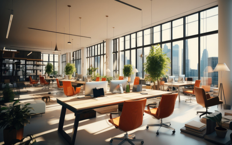 Co-Working-Space-B&uuml;ro und Sharing-Schreibtisch im Unternehmensarbeitsplatz.