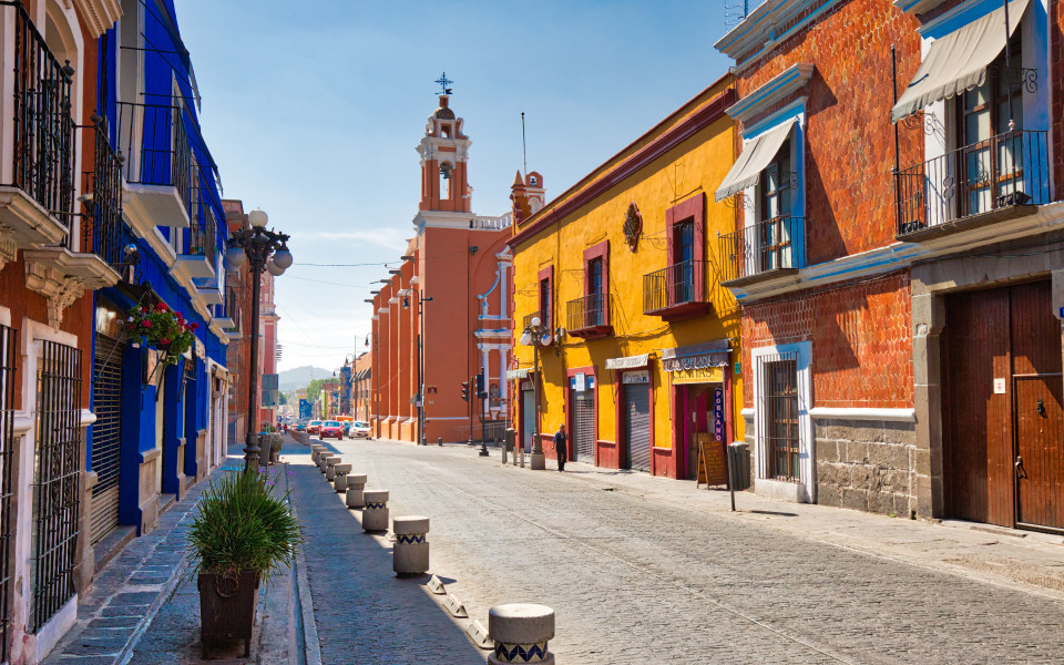 Straßen von Puebla im historischen Zentrum